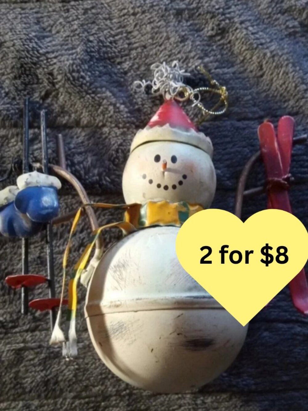 Metal Skiing Snowman Christmas Ornament
